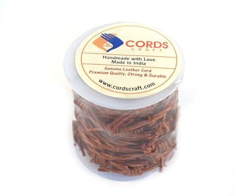 Barbed Wire Style Twisted Genuine Leather Cord 1.5mm Round for Jewelry Making, Leather String for Necklace Bracelet DIY Craft Projects, 5.46 Yards, Medium Brown Distressed - color: Medium Brown Distressed