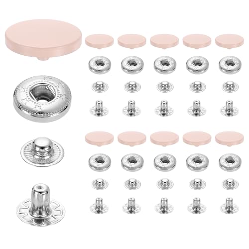 uxcell 20 Set Snap Fasteners, 17mm #831 Zinc Alloy Press Studs Buttons Popper Stud Cap for Clothing Jeans Jackets Leather Sewing Repairing, Dusty Pink - color: Dusty Pink, size: 17mm