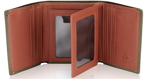 Stealth Mode Leather Trifold RFID Wallet For Men With Flip Out ID Holder - color: Camo
