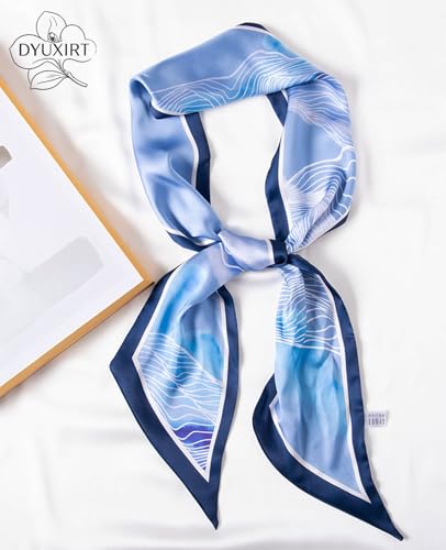 Head Scarf Purse Handle Neck Satin Hair Scarfs For Bag Lightweight Silky Long Thin Women's Fashion Scarves 59 * 5.9” - color: H19-water Ripple(59*5.9inch)