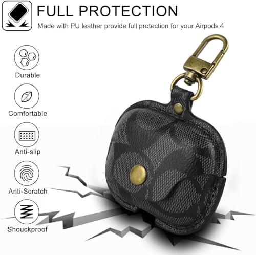 for AirPods 4 Case, Leather Full Body Shockproof Protective Cover(C) - color: C