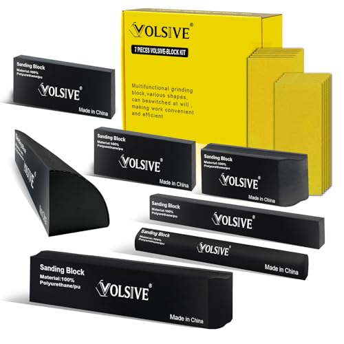 PSA Sanding Block Kit of 7,Hand Abrasives Auto Body Sanding Block Set with 20pcs Self Adhesive Sandpaper Sheet,Flexible for Automotive Paint and Woodworking Sand Furniture - color: Sanding Block, size: Black 7pcs Set-PSA + 20pcs Sandpaper