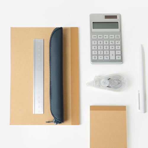 Slim Pencil Case Skinny Pen Case Pen Pouch (Oxford Royal Blue) | Silver zipper; tough wipe-clean Oxford fabric; holds gel writers and a stylus; fits binders planners and backpacks - color: Royal Blue