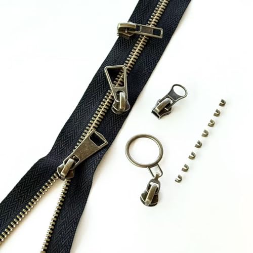 #5 Heavy Duty Metal Zipper 5 Pieces 1 Yard Long Each(Black/Copper Teeth) - color: Black/Copper Teeth