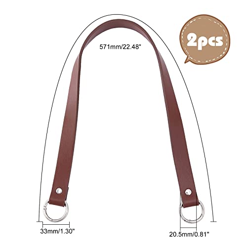PH PandaHall 2pcs Leather Purse Strap, 22.4" Shoulder Bag Strap Replacement Short Handbag Bag Strap with Platinum Gate Ring for DIY Handbag Bucket Bag Tote Purse Repair, 0.8" Wide, Brown - color: Light Khaki