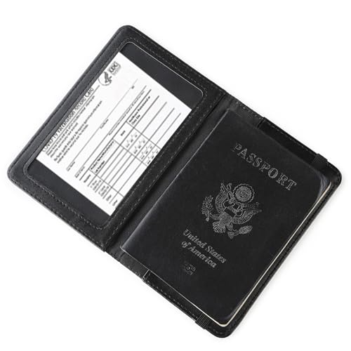 10 pieces DIY Sublimation Blank Passport Holder Covers, Black PU Leather Travel Passports Book Holder Wallet Cover DIY Heat Transfer Print for Passport, Business Cards, Credit Cards