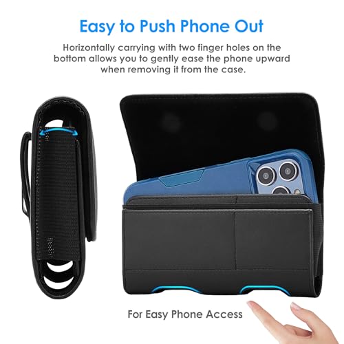 Mopaclle Leather Phone Holster with Heavy Duty Metal Belt Clip and Card Holder, Compatible with iPhone 17/16/15/14/13 Pro Max,17 Air and Galaxy S26/S25/S24/S23/S22 Plus and FE - Black - color: 01-Leather- Black, size: L(6.5x3.5x0.6)