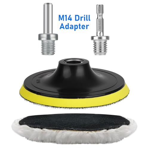 Linkstyle 11PCS 5 Inch Wool Polishing Buffing Pad Kit, Car Polishing Kit for Drill Buffer Attachment with M14 Drill Adapter for Waxing, Car Detailing, Metal Glass Surface