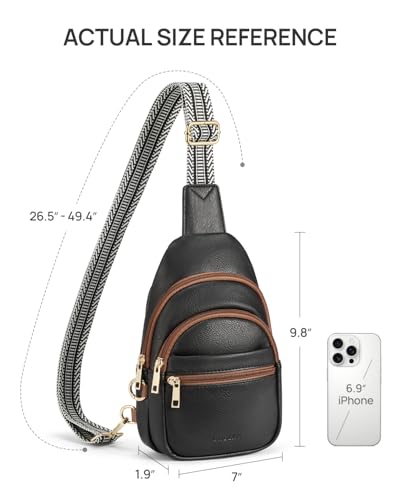 CHOLISS Anti Theft Small Sling Bag for Women and Men RFID Leather Crossbody Bags Fanny Pack Chest Bag Travel Purse Daypacks - color: Black