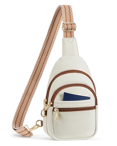 CHOLISS Anti Theft Small Sling Bag for Women and Men RFID Leather Crossbody Bags Fanny Pack Chest Bag Travel Purse Daypacks - color: White