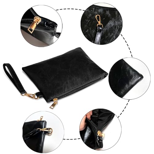 K.E.J. Clutch Purses for Women Wallet Wristlet Small Wallet Purses Clutch Handbags Zipper Purse for Ladies Women Gifts - color: Black