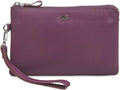 Leather Wristlet Wallet for Women Clutch Handbag Purse with Cell Phone Slot | Genuine Top Grain Leather, 8 Credit Card Slots, Detachable Strap, YKK Zipper, Gifts for Women - color: Amethyst Nappa