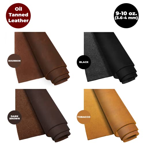 ELW Cowhide Bourbon Brown Leather 9-10 oz (3.6-4mm) Thickness Pre-Cut Calf Hide Full Grain Leather for Tooling, Holsters, Sheath, Carving, Embossing, Stamping - color: Bourbon Brown, size: Select