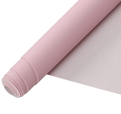 Picheng Lychee Texture Solid Color Faux Leather Sheets13.8 X53(35cmX135cm),Soft Faux Leather Roll Very Suitable for Making Crafts,Leather Earrings, Bows,Sewing DIY Projects (Pink) | Lychee Texture Solid Color Faux Leather Sheets Marine Vinyl for Making Cr
