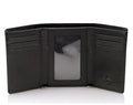 Stealth Mode Trifold Leather Wallet for Men with RFID Blocking | Black Crunch Top Grain Napa Leather, 9 Card Slots, ID Window, Gift Box – Gift for Dad, Husband, or Son - color: Black Crunch