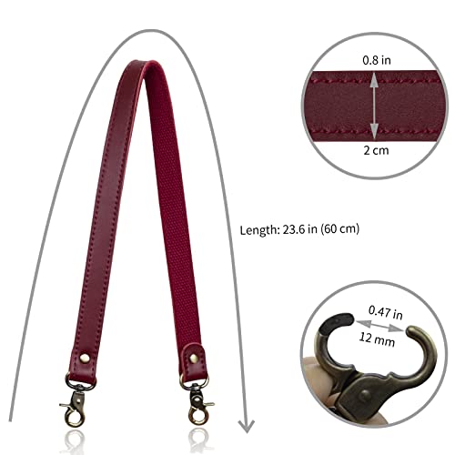 Allzedream Genuine Leather Purse Strap Sewing Canvas Replacement Handbag Shoulder Bag 2 Pcs - color: Wine Red