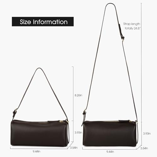 DONNAIN Premium Full Grained Leather Crossbody Purses and Barrel Bag - color: Coffee