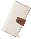 BOSTANTEN Womens Leather Wallet RFID Large Capacity Credit Card Holder | 20 Card Slots, Phone Holder, Zipper Coin Pocket, Clutch Wallet, Long Bifold, Ladies Gifts, Apricot - color: D-Beige＆Brown