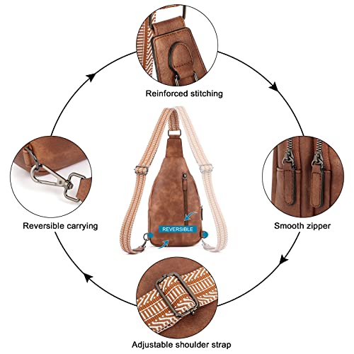 CLUCI Crossbody Bags for Women Men,Leather Sling Bag Cross Body Backpack for Woman Gifts for Women Birthday Unique - color: 0-1 Brown