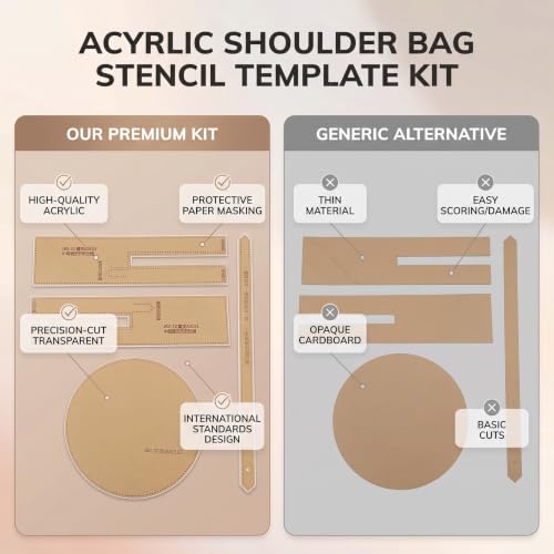 Leather Craft Clear Acrylic Shoulder Bag Round Bag Pattern Stencil Template