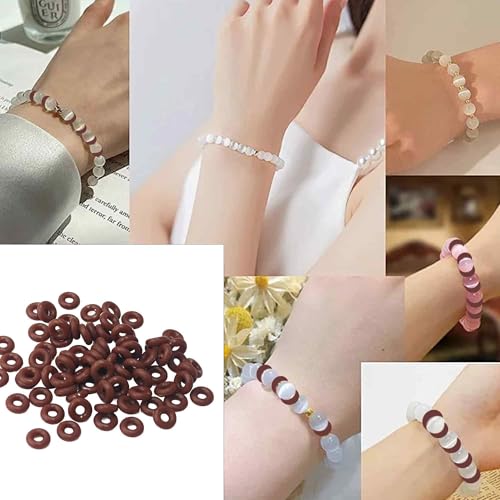 200PCS 2mmx6mm Dark Brown Silicone O Rings, Stopper Spacer Beads for Jewelry Making, Anti-Slip Locating Rings for DIY Bracelet Necklace Craft Accessories - color: Dark Brown