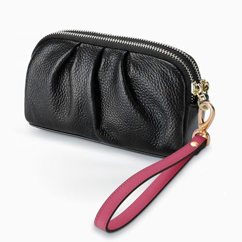 Genuine Leather Wristlet Strap - Universal Hand Lanyard Replacement - color: Gold - Rose Red