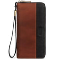 Leather Wallet for Women RFID Blocking Wristlet Wallet(brownblack) | Large Capacity Design With 12 Credit Card Slots,Zip Coin Pocket,Cash Pocket,Detachable Wristlet,Daily Shopping Travel Wallet - color: a4-brownblack
