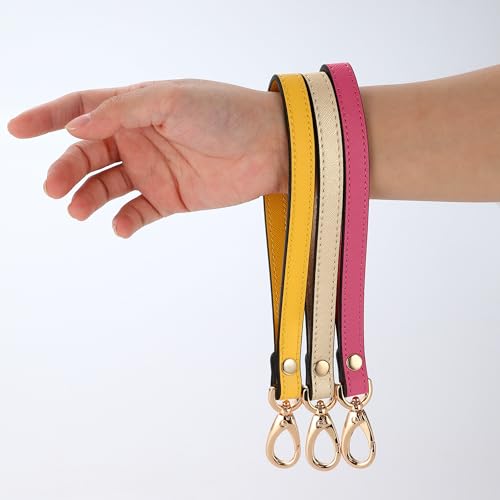 Genuine Leather Wristlet Strap - Universal Hand Lanyard Replacement - color: Gold - Rose Red