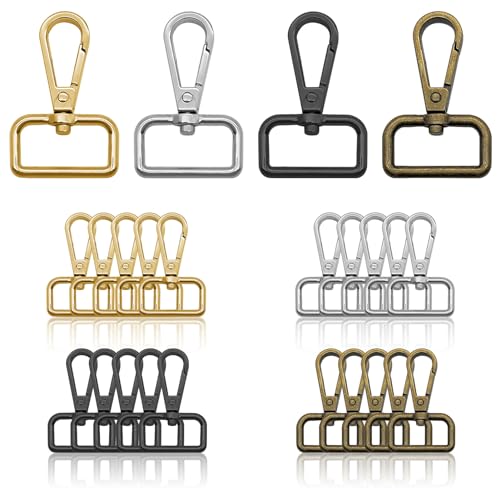 20pcs D Ring Swivel Lobster Claw Clasp 1” Metal Swivel Snap Hooks Metal D Ring Snap Hooks Trigger Lanyard Clasp Clips Hook for Purse Keychain Strap Making(4 Colors, 2.5cm Inside Diameter) - color: 20pcs,1”