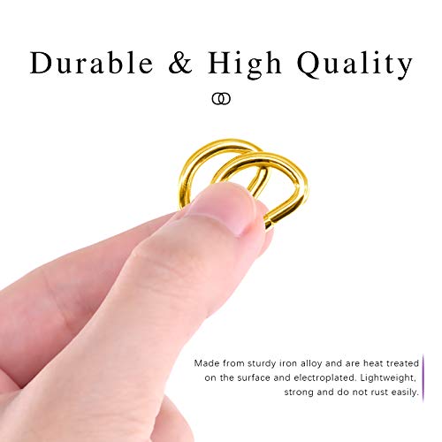 Swpeet 150Pcs 5/8 Inch - 15mm Gold Multi-Purpose Metal D Ring Semi-Circular D Ring for Hardware Bags Ring Hand DIY Accessories (Gold, 5/8 Inch) - color: Gold, size: 5/8 inch