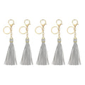 uxcell Leather Keychain Tassels, Women Tassel Bag Charm with Lobster Clasp Key Ring for Handbag Purse - color: Gray