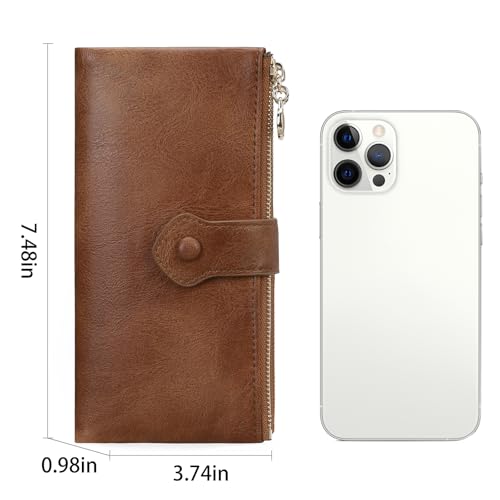 GOIACII Wallet for Women Ladies Wallets Double Zippers Clutch Purse Brown - color: B02 Brown