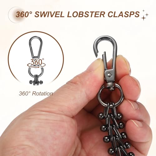 uxcell Metal Chunky Purse Chain Handle, 60cm/23.6" Bag Extender Chains Replacement with Swivel Lobster Clasps for DIY Handmade Handbag Shoulder Bags Hardware Accessories, Gunmetal - color: Gunmetal