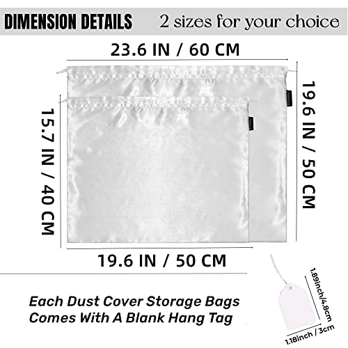 12 Pack Dust Bags for Handbags Storage Silk Cloth Bag With Drawstring Travel Storage Pouch for Handbag Purse Shoes Boots - color: 2 PCS White, size: 23.6 × 19.6 inches
