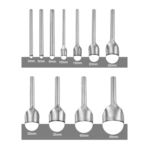 uxcell 11pcs Half-Round Leather Punch, 3mm-45mm, Leather Cutter Arch Curve, Belt End Cutter, Iron Half Circle Punch Tool for Crafting Strap Belt, Wallet and Bag - size: 3,5,8,10,15,20,25,30,35,40,45mm