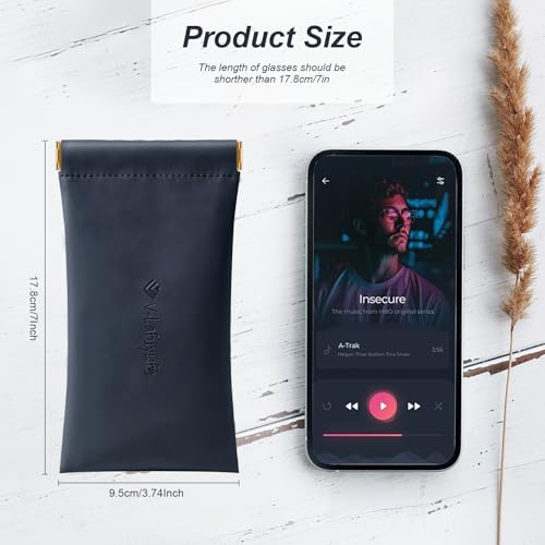 Glasses Case Soft 2 Pack - Portable Leather Squeeze Top Eyeglass Case,Soft Sunglasses Case. - color: Pink,navyblue,green