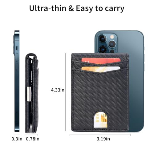 FALAN MULE Mens Wallet with Money Clip RFID Blocking Minimalist Front Pocket Wallets for Men Slim Bifold Card Holder - color: Ob-Black