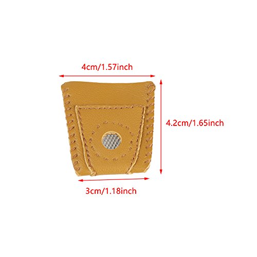 2pcs Large Size Leather Thimble Comfortable Thimble with Metal Tip DIY Sewing Tool Handmade Needlework Thimble Cover