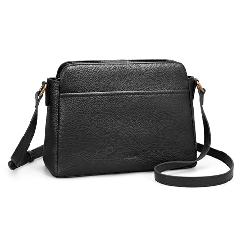 befen Anti-theft Crossbody Bag for Women Genuine Leather, Small Cross Body Shoulder Handbags with RFID Card Slots - color: Black