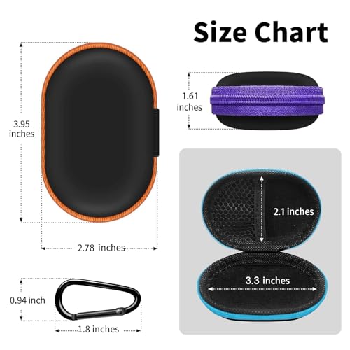 1 Pack Oval Earbud Case Storage Bag with Carabiner, Red | Portable EVA Carrying Case, For Wired/Wireless Headphones, SD Card Storage, Camera Chip - color: D2-red