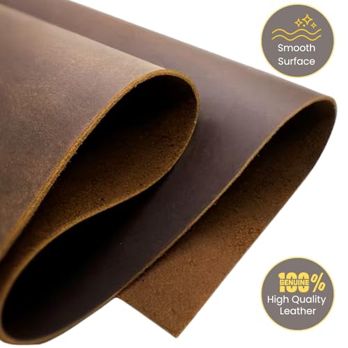 12x12 Inch Full Grain Cowhide Leather Sheet for Crafting & Tooling – 2mm Thick Genuine Leather Square for DIY Wallets, Belts, Holsters, Knife Sheaths, Leatherworking Projects(Brown)