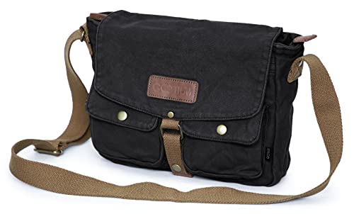 GOOTIUM Canvas Messenger Bag - Vintage Crossbody Shoulder Bag Military Satchel - color: Charcoal