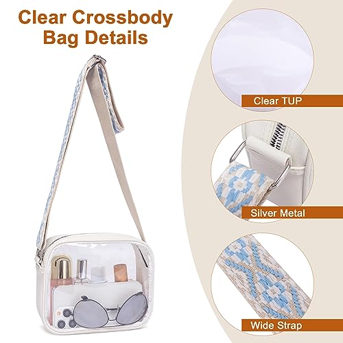 CLUCI Crossbody Bags for Women Crossbody Purses for Women Cross Body Bag Crossbody Purse with Adjustable Wide Strap | Womens Cross Body Bag Purse, Adjustable Wide Strap, Gifts for Women - color: Clear-white