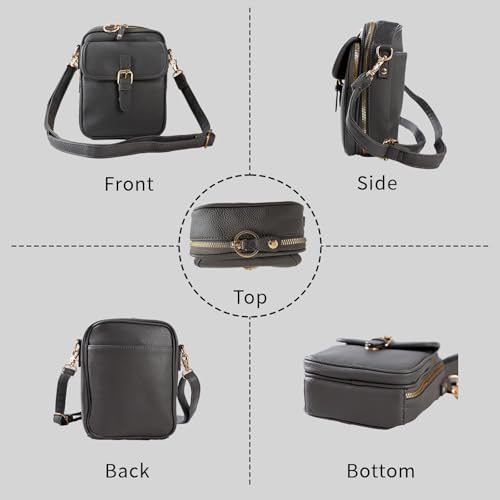 Leather Crossbody Bag for Women,Anti-Theft Messenger Bag with Large Capacity,Built-in Purse Card Slots Shoulder Sling Bag - color: Grey