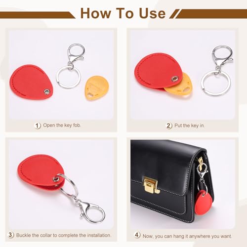 uxcell 4pcs Leather Key Fob, PU Leather Car Keychain Blanks Key Holder with Key Rings for Key ID Cards DIY Laser Engraving - color: Light Blue