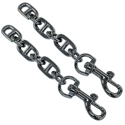 Purse Strap Extender, Metallic Black, 2Pcs, 4.7 Inch | Metal Chain, Replacement for Shoulder Bag, Replacement for Crossbody Bag - color: Metallic Black