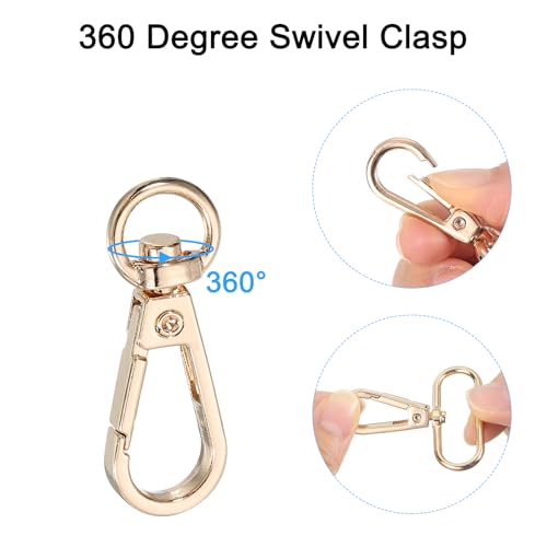uxcell 12 Pcs Swivel Clasp Hooks, 0.39 Inch D Ring Swivel Purse Clips for Handbag, Purse Strap Hardware for Bag Making, Push Gate Lobster Clasp, Gold - color: Gold