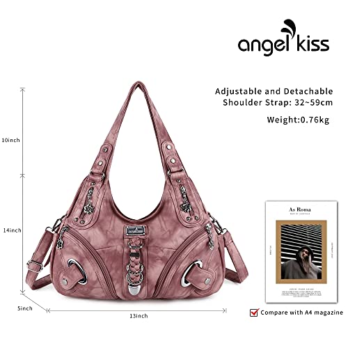 Angelkiss Hobo Purses and handbags for Women Satchel Handbag Women Purses Large Daily Shoulder Bags - color: 7028pink
