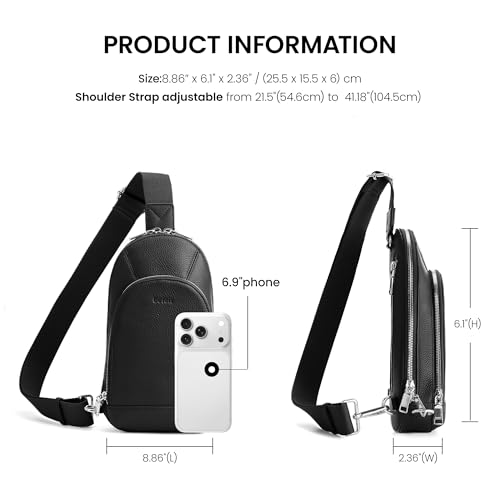 befen Genuine Leather Sling Bag for Women, Anti Theft Crossbody Chest Bags | Leather Fanny Packs for Travel with RFID Card Slots for Daily Travel - color: Black