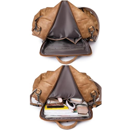 Women's Fashion Backpack Purse for Women Leather Multipurpose Design Ladies Shoulder Bag Travel bag Satchel Handbags - color: Apricot-1